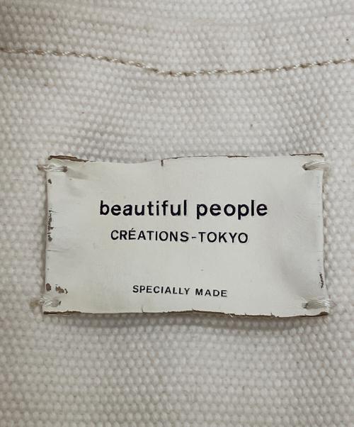 beautiful people（ビューティフルピープル）beautiful people (ビューティフルピープル) 帆布キャンバス3レーンテープショルダーバッグ ホワイトの古着・服飾アイテム