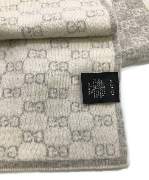 GUCCI（グッチ）GUCCI (グッチ) マフラー ホワイト×グレーの古着・服飾アイテム