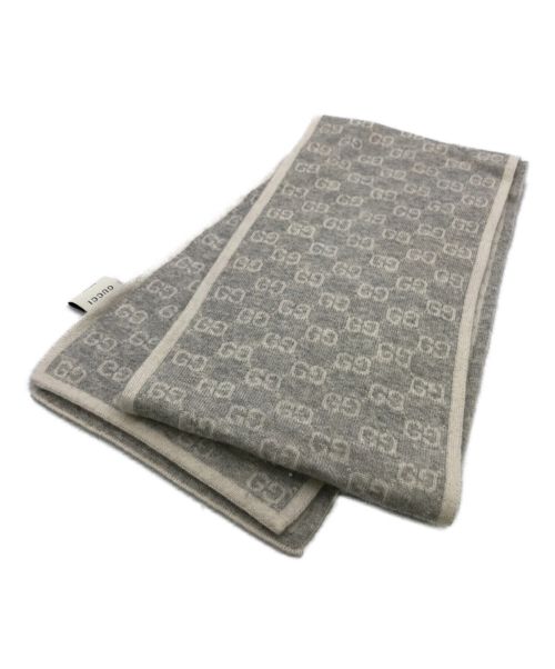 GUCCI（グッチ）GUCCI (グッチ) マフラー ホワイト×グレーの古着・服飾アイテム