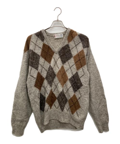 SHETLAND ISLANDS（シェットランドアイランド）SHETLAND ISLANDS (シェットランドアイランド) ニット グレー×ブラウン サイズ:Lの古着・服飾アイテム