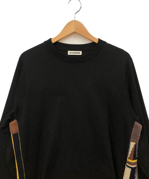 JIL SANDER（ジルサンダー）JIL SANDER (ジルサンダー) サイドフリンジオーバーサイズカットソー ブラック サイズ:Sの古着・服飾アイテム