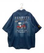 FLAG STAFF×PEANUTSフラグスタッフ×ピーナッツ）の古着「半袖シャツ」｜ネイビー