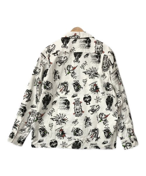 EVILACT（イーヴルアクト）EVILACT (イーヴルアクト) オープンカラーシャツ ホワイト×ブラック サイズ:Lの古着・服飾アイテム