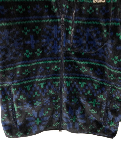 WILD THINGS（ワイルドシングス）WILD THINGS (ワイルドシングス) フリースジャケット ネイビー×グリーン サイズ:Mの古着・服飾アイテム