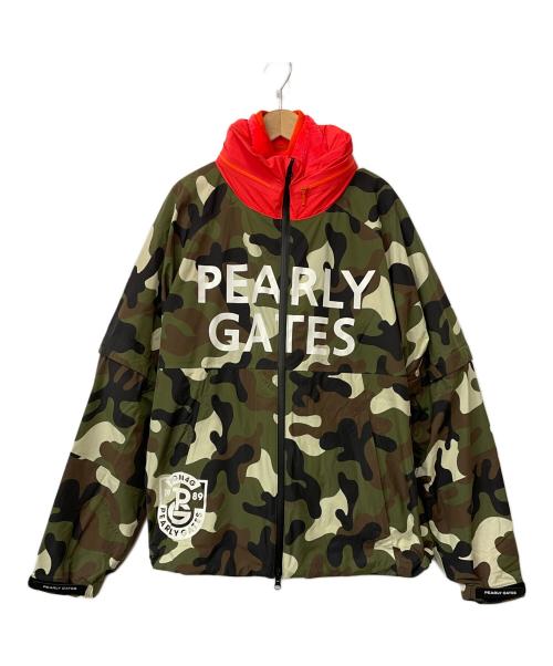 PEARLY GATES（パーリーゲイツ）PEARLY GATES (パーリーゲイツ) ゴルフウェア(トップス) オリーブ×オレンジ サイズ:5の古着・服飾アイテム