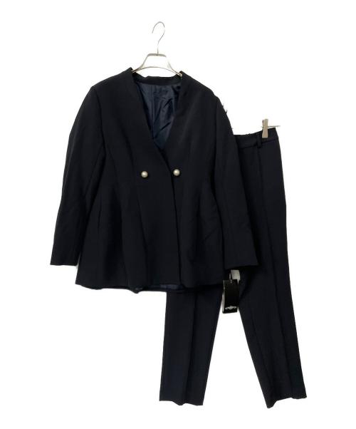 RUIRUE BOUTIQUE（ルイルエブティック）RUIRUE BOUTIQUE (ルイルエブティック) ノーカラーコクーンペプラムスリムパンツスーツ ネイビー サイズ:Mの古着・服飾アイテム