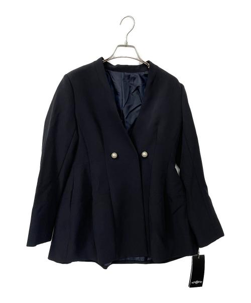 RUIRUE BOUTIQUE（ルイルエブティック）RUIRUE BOUTIQUE (ルイルエブティック) ノーカラーコクーンペプラムスリムパンツスーツ ネイビー サイズ:Mの古着・服飾アイテム