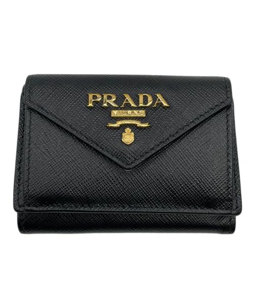 PRADA（プラダ）PRADA (プラダ) コンパクトウォレット ブラックの古着・服飾アイテム