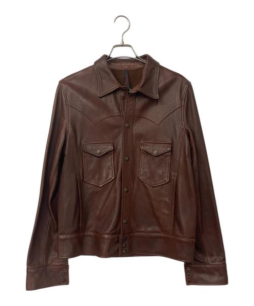 WEBER（ウェーバー）WEBER (ウェーバー) レザーシャツ ブラウン サイズ:50の古着・服飾アイテム