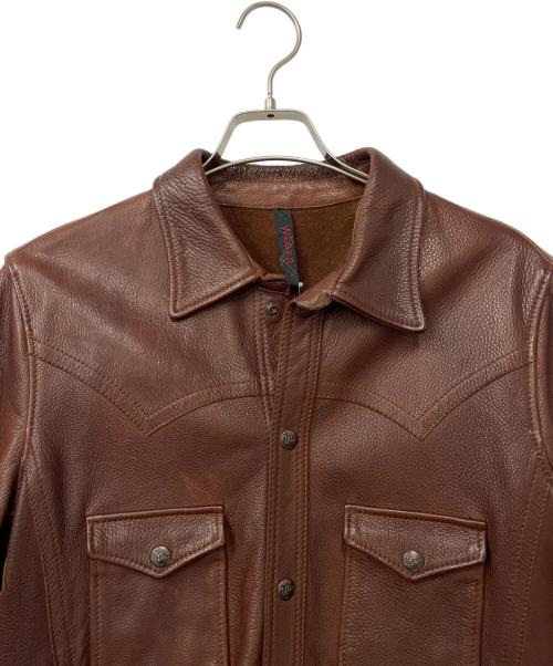 WEBER（ウェーバー）WEBER (ウェーバー) レザーシャツ ブラウン サイズ:50の古着・服飾アイテム