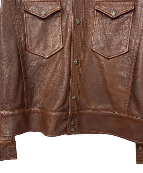 WEBER（ウェーバー）WEBER (ウェーバー) レザーシャツ ブラウン サイズ:50の古着・服飾アイテム