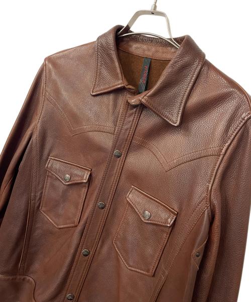 WEBER（ウェーバー）WEBER (ウェーバー) レザーシャツ ブラウン サイズ:50の古着・服飾アイテム