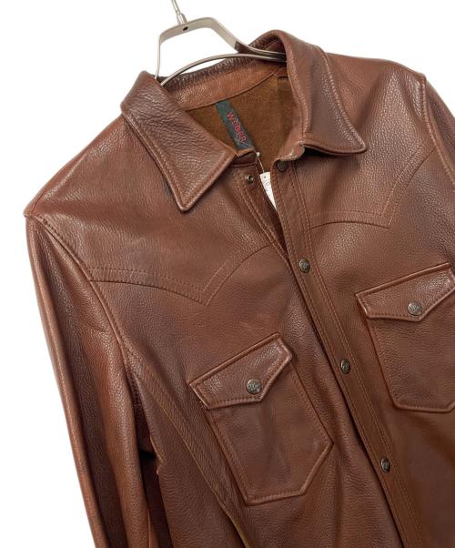 WEBER（ウェーバー）WEBER (ウェーバー) レザーシャツ ブラウン サイズ:50の古着・服飾アイテム
