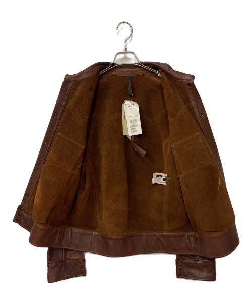 WEBER（ウェーバー）WEBER (ウェーバー) レザーシャツ ブラウン サイズ:50の古着・服飾アイテム