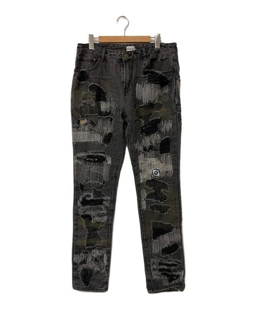 WANNA（ワナ）WANNA (ワナ) ダメージ加工デニムパンツ ブラック サイズ:2の古着・服飾アイテム