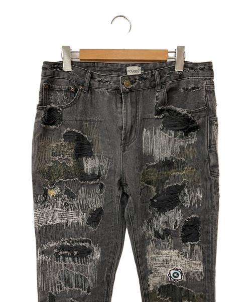 WANNA（ワナ）WANNA (ワナ) ダメージ加工デニムパンツ ブラック サイズ:2の古着・服飾アイテム
