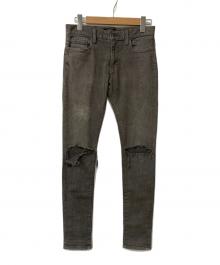 UNDERCOVER（アンダーカバー）の古着「ダメージ加工デニムパンツ」｜グレー