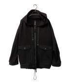 AULA AILAアウラアイラ）の古着「フーディーデニムコンビブルゾン」｜ブラック