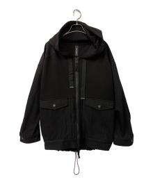 AULA AILA（アウラアイラ）の古着「フーディーデニムコンビブルゾン」｜ブラック