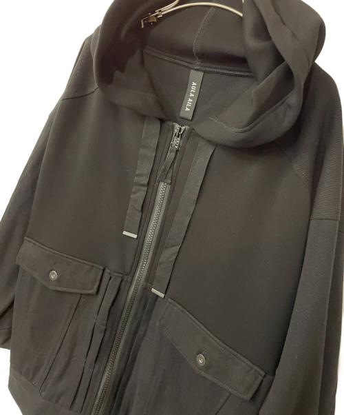 AULA AILA（アウラアイラ）AULA AILA (アウラアイラ) フーディーデニムコンビブルゾン ブラックの古着・服飾アイテム