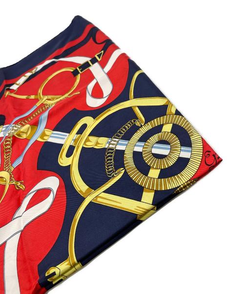 HERMES（エルメス）HERMES (エルメス) シルクスカーフ ネイビー×レッドの古着・服飾アイテム