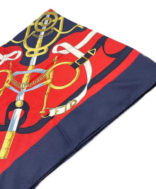 HERMES（エルメス）HERMES (エルメス) シルクスカーフ ネイビー×レッドの古着・服飾アイテム