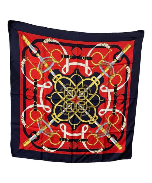 HERMES（エルメス）HERMES (エルメス) シルクスカーフ ネイビー×レッドの古着・服飾アイテム