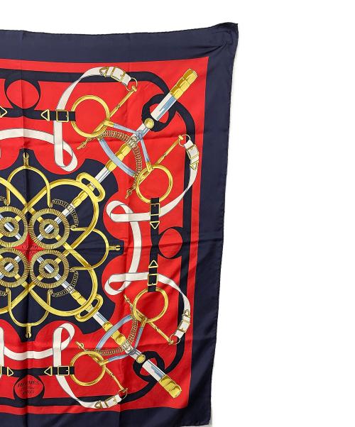 HERMES（エルメス）HERMES (エルメス) シルクスカーフ ネイビー×レッドの古着・服飾アイテム
