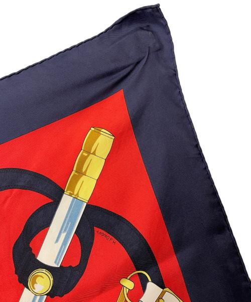 HERMES（エルメス）HERMES (エルメス) シルクスカーフ ネイビー×レッドの古着・服飾アイテム