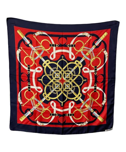 HERMES（エルメス）HERMES (エルメス) シルクスカーフ ネイビー×レッドの古着・服飾アイテム