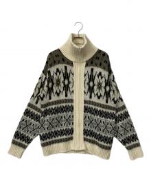 london fog（ロンドンフォグ）の古着「フルジップニットカーディガン」｜グレー×ホワイト