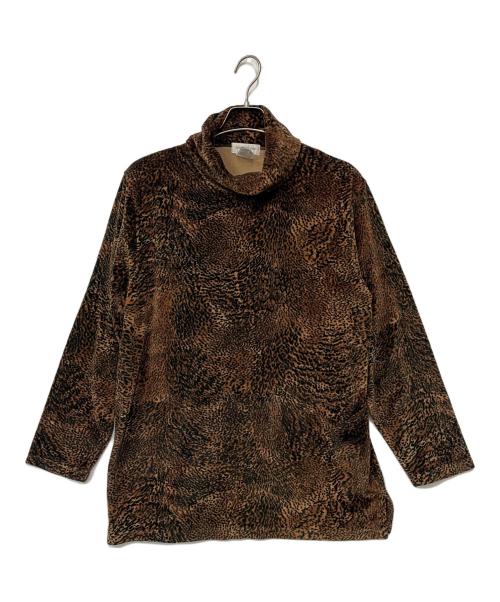 JONES NEW YORK（ジョーンズ ニューヨーク）JONES NEW YORK (ジョーンズ ニューヨーク) ハイネックカットソー ブラウン×ブラック サイズ:Mの古着・服飾アイテム