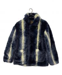 CALEE（キャリー）の古着「ファージャケット」｜ネイビー×アイボリー