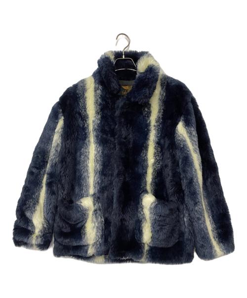 CALEE（キャリー）CALEE (キャリー) ファージャケット ネイビー×アイボリー サイズ:Mの古着・服飾アイテム