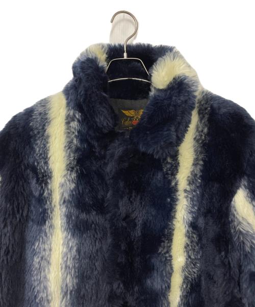 CALEE（キャリー）CALEE (キャリー) ファージャケット ネイビー×アイボリー サイズ:Mの古着・服飾アイテム