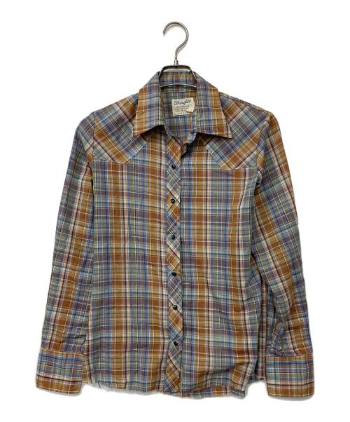 Wrangler（ラングラー）Wrangler (ラングラー) ウエスタンシャツ ブルー×ブラウン サイズ:34の古着・服飾アイテム
