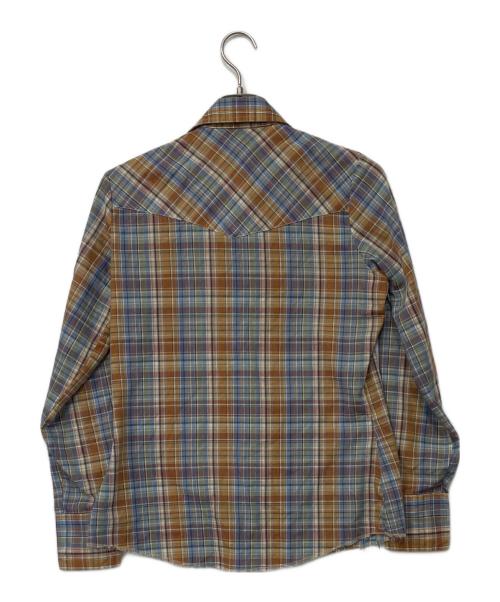 Wrangler（ラングラー）Wrangler (ラングラー) ウエスタンシャツ ブルー×ブラウン サイズ:34の古着・服飾アイテム