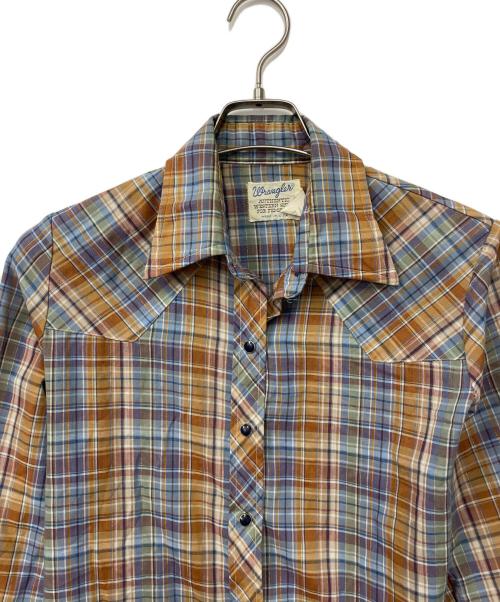 Wrangler（ラングラー）Wrangler (ラングラー) ウエスタンシャツ ブルー×ブラウン サイズ:34の古着・服飾アイテム