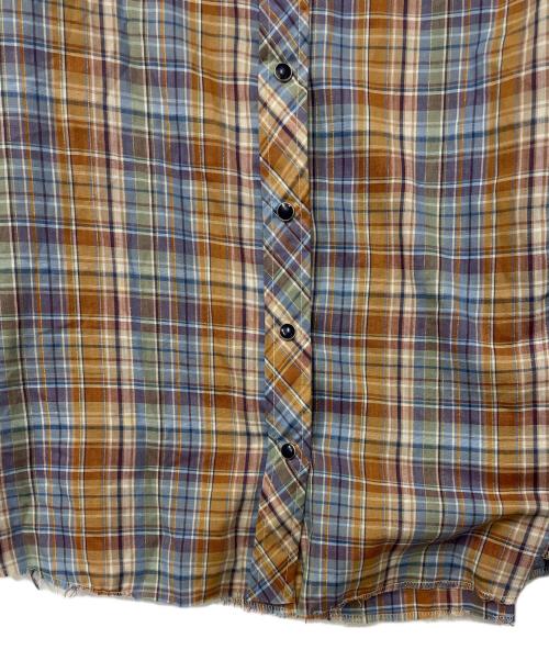 Wrangler（ラングラー）Wrangler (ラングラー) ウエスタンシャツ ブルー×ブラウン サイズ:34の古着・服飾アイテム
