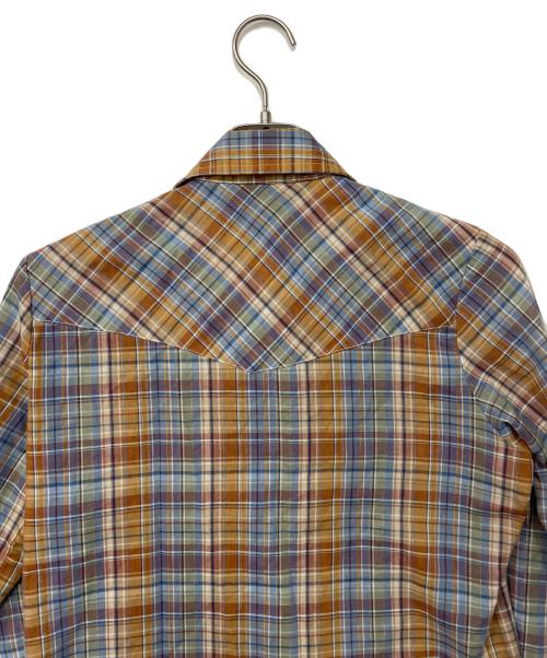 Wrangler（ラングラー）Wrangler (ラングラー) ウエスタンシャツ ブルー×ブラウン サイズ:34の古着・服飾アイテム