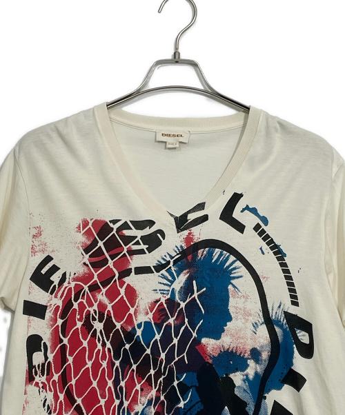 DIESEL（ディーゼル）DIESEL (ディーゼル) グラフィックTシャツ ホワイト サイズ:Lの古着・服飾アイテム