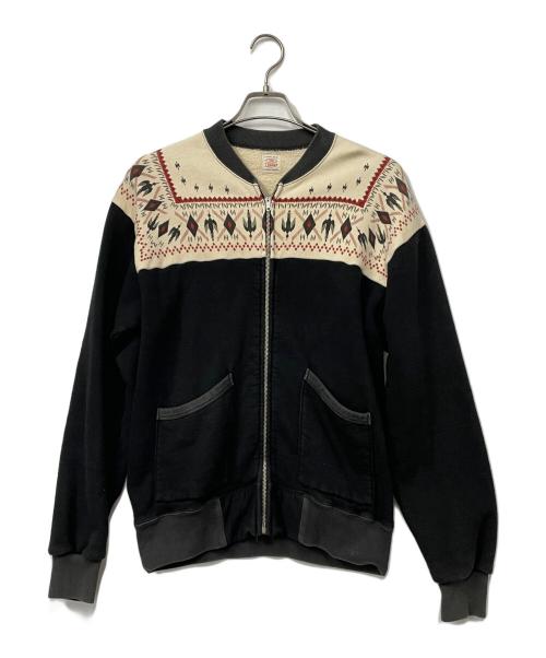 THE FLAT HEAD（ザ・フラットヘッド）THE FLAT HEAD (ザ・フラットヘッド) ブルゾン ブラック×アイボリー サイズ:LARGE 40-42の古着・服飾アイテム