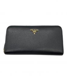 PRADA（プラダ）の古着「ラウンドファスナー財布」｜ブラック