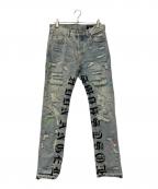 LOSTSHDWSロストシャドーズ）の古着「デニムダメージパンツ」｜ブルー