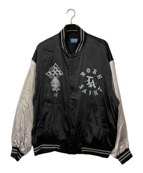 SAINT MICHAEL（セントマイケル）SAINT MICHAEL (セントマイケル) BORN RAISED (ボーンレイズド) スタジャン ブラック×シルバー サイズ:XLの古着・服飾アイテム