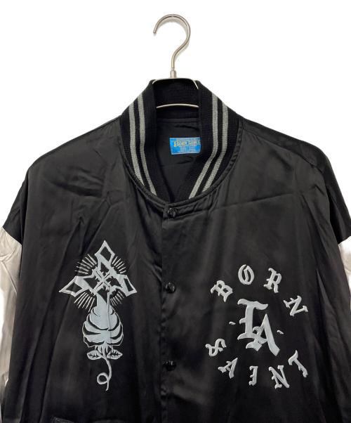 SAINT MICHAEL（セントマイケル）SAINT MICHAEL (セントマイケル) BORN RAISED (ボーンレイズド) スタジャン ブラック×シルバー サイズ:XLの古着・服飾アイテム