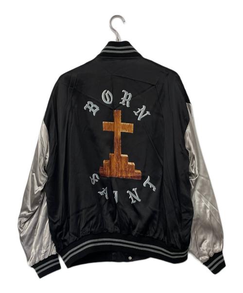 SAINT MICHAEL（セントマイケル）SAINT MICHAEL (セントマイケル) BORN RAISED (ボーンレイズド) スタジャン ブラック×シルバー サイズ:XLの古着・服飾アイテム