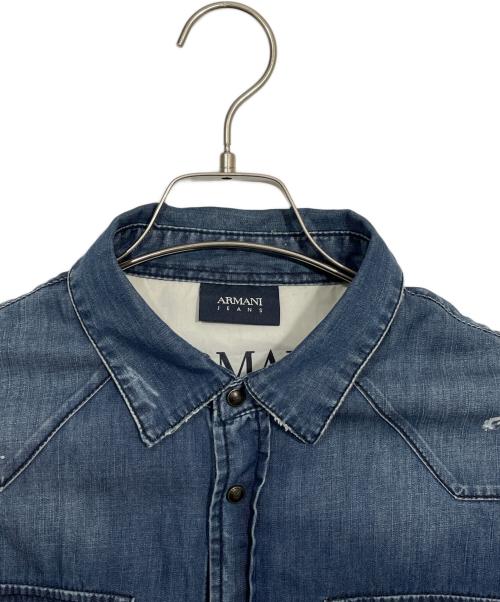 ARMANI JEANS（アルマーニジーンズ）ARMANI JEANS (アルマーニジーンズ) ダンガリーシャツ インディゴ サイズ:Lの古着・服飾アイテム