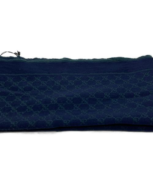 GUCCI（グッチ）GUCCI (グッチ) ウールストール ネイビー×グリーンの古着・服飾アイテム