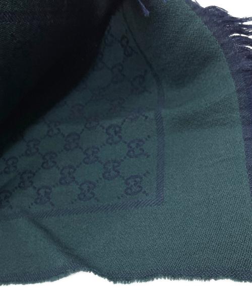 GUCCI（グッチ）GUCCI (グッチ) ウールストール ネイビー×グリーンの古着・服飾アイテム